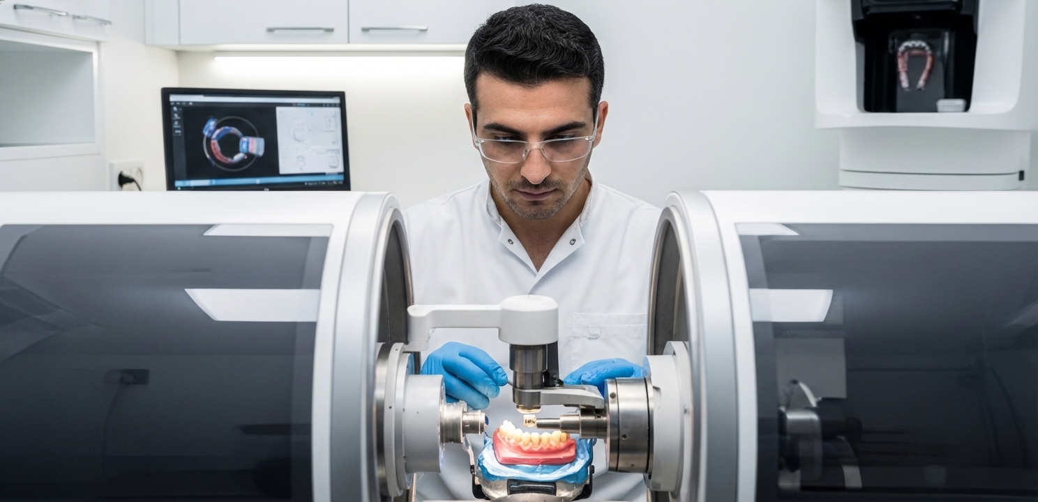 Produzione di Corone Dentali con Tecnologia Avanzata Dentista in Turchia che utilizza sistemi CAD/CAM per garantire cure di altissima qualità.