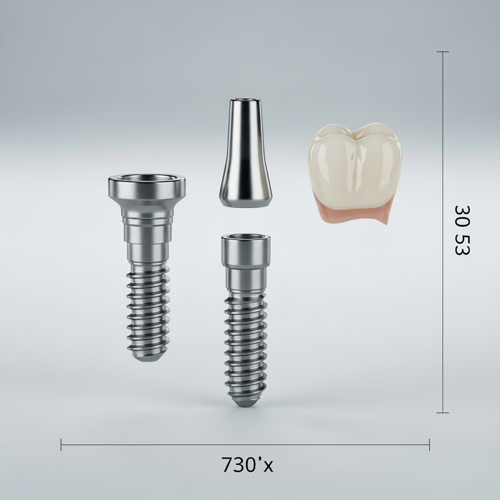 Costo Impianti Dentali: Panoramica dettagliata dei componenti di un singolo impianto per una comprensione chiara.