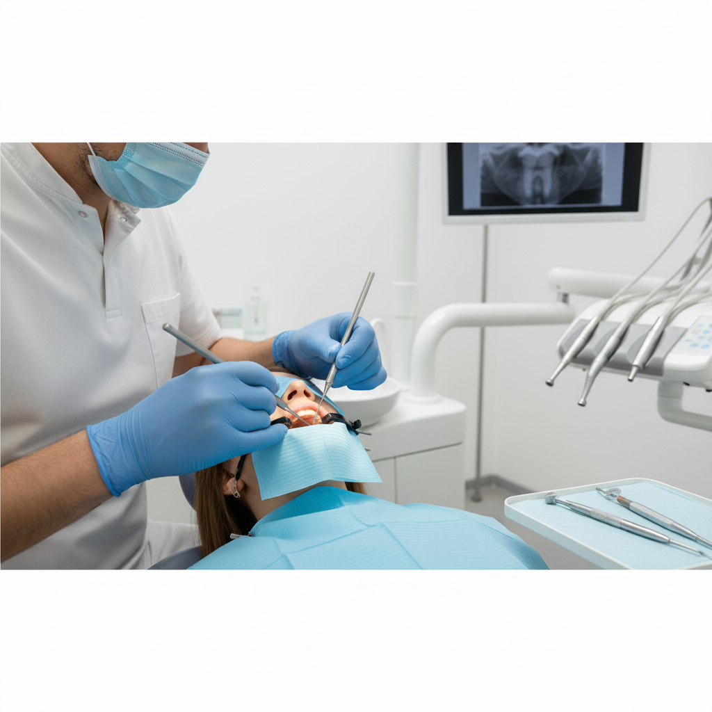 Devitalizzazione Costo Italia: un dentista esegue la terapia canalare in un ambiente professionale.
