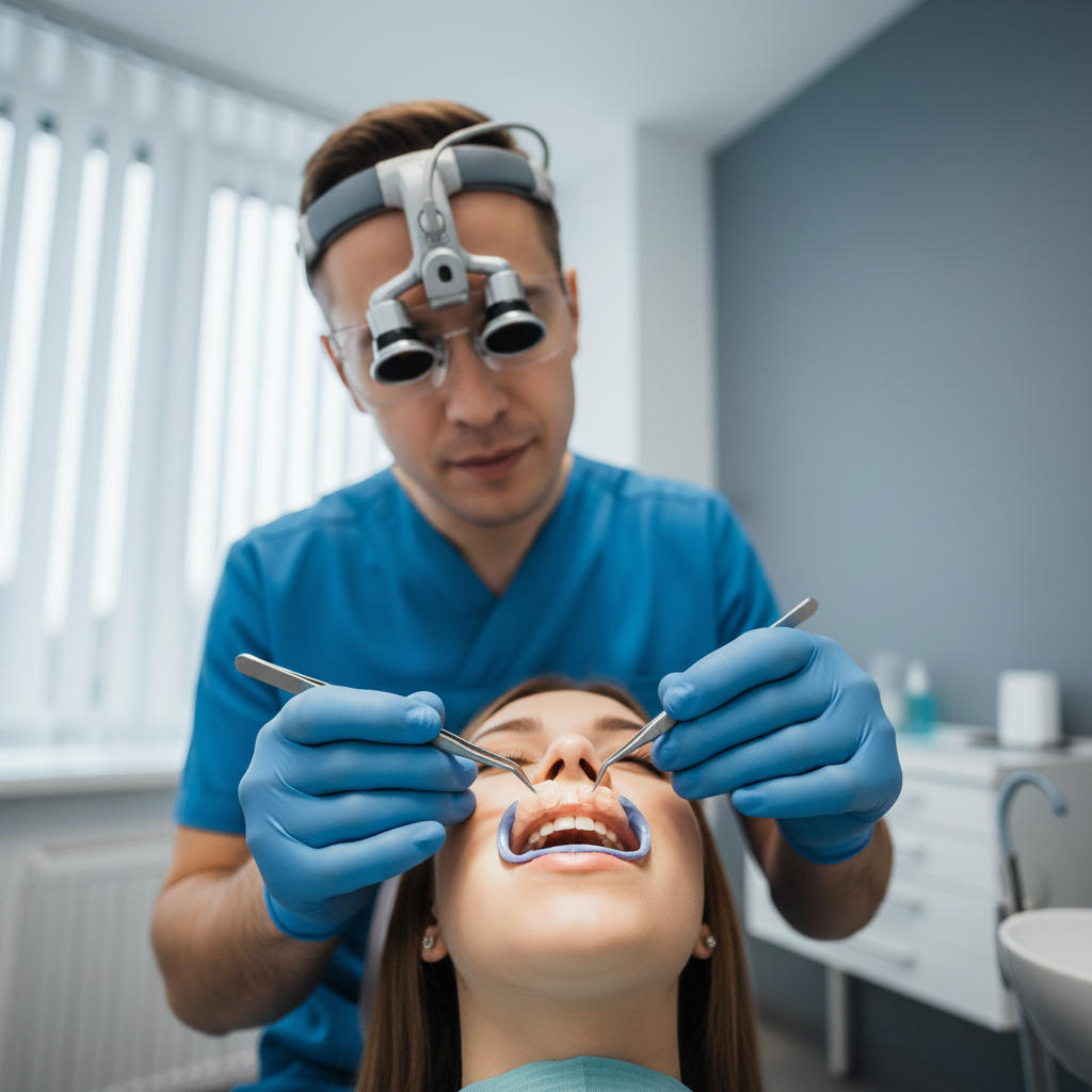 Faccette Dentali Italia: Un dentista esperto prova le faccette per un sorriso impeccabile.