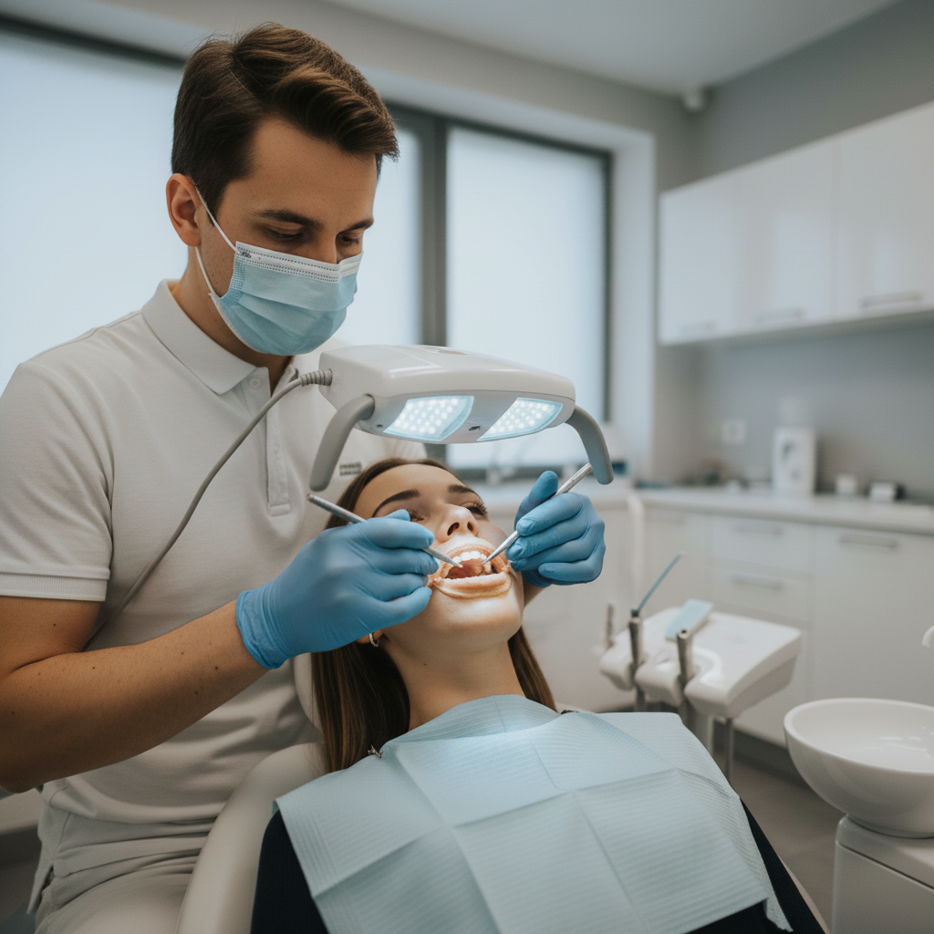 Sbiancamento Dentale Costo del trattamento professionale eseguito in studio dal dentista, per un sorriso più bianco e luminoso.