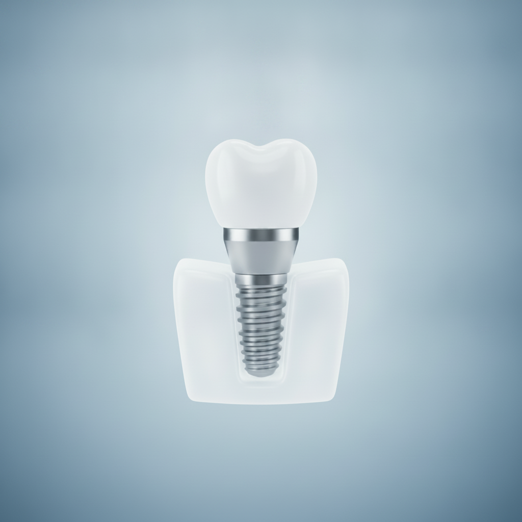 Perché gli Impianti Non Sono Coperti: Un impianto dentale ben integrato, simbolo di una soluzione duratura e complessa